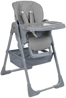 Kikkaboo Kinderhochstuhl Comfy höhenverstellbar, Gurt, Doppeltablett, klappbar hellgrau