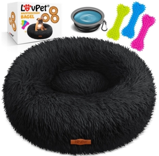 Lovpet Tierbett, Hundebett Hundekissen Katzenbett Bagel, Waschbar, Inkl. Napf