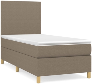 vidaXL Boxspringbett mit Matratze Taupe 100x200 cm Stoff 3142157