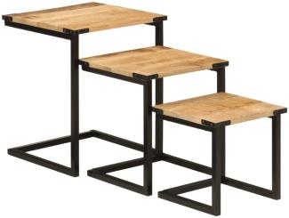 vidaXL Satztische 3 Stk. Massivholz Mango und Eisen 358561
