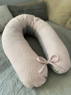 Loolay Stillkissen WAFFELPIQUE/ GLATT Schwangerschaftskissen Seitenschläferkissen Kissen, Baumwolle M/ L u. L/ XL Kissen + Waffelstoff BEZUG abnehmbar Reißverschluss, 170 und 190 cm Lagerungskissen Geschenk GRAU MINZE ROSA GELB, 100% Europäische PREMIU...