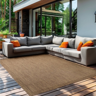 Teppium Outdoorteppich Unicolor - Einfarbig, Rechteckig, Höhe: 5 mm, Teppich Wetterfest Balkon Küchenteppich Flachgewebe Sisaloptik