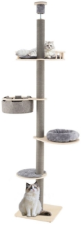 COSTWAY Kratzbaum, 5-stöckig, Katzenbaum, deckenhoch, 236-271 cm