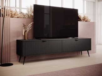 Compleo TV-Schrank BELLO zweitürig, Modern Wohnzimmer, gerifflete Front