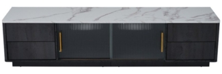 HAUSS SPOLE TV-Schrank TV-Lowboards TV Schrank Fernsehschrank TV-Tisch TV-Board mit Glastüren Grau