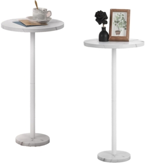 Kleiner weißer runder Beistelltisch Marmorsockel 32CM Wohnzimmer Schlafzimmer