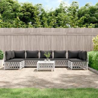 vidaXL 8-tlg. Garten-Lounge-Set mit Kissen Weiß Stahl