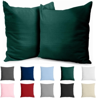 Dreamzie Kissenbezug 65x65 Baumwolle Renforcé (2er-Set) - Grün - Dicht gewebt mit 57 Fäden/cm² - Kissenbezüge 65x65 cm - Oeko Tex Zertifiziert