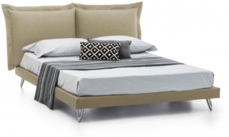 Dmora Doppelbett Anatoly, Festbett aus Stoff mit Füßen, 100 % Made in Italy, geeignet für Matratzen 160 x 190 cm, Beige