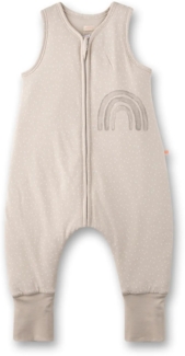 SANETTA Baby-Schlafsack mit Füßen Beige | Praktischer und bequemer Unisex-Schlafsack aus Bio-Baumwolle. Baby-Schlafsack mit Reißverschluss und Regenbogen-Print | Baby Sleeping Bag