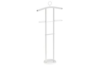 CARO-Möbel Herrendiener GÜNTHER, Stummer Diener mit Hosenbügel aus Metall Weiß