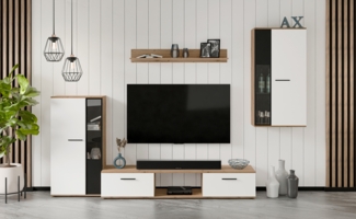 AX LIVING Hochwertige Wohnwand Formilo 240 cm – Modern & Eiche Artisan Weiß