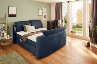 Jockenhöfer Gruppe Boxspringbett Movie Star in der Größe 180x200cm, mit versenkbarem TV-Lift und Fernbedienung, verstellbare Kopfstützen