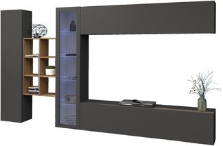 Wohnwand >Benevent< (5-teilig) in Anthrazit matt - 320x180x30 (BxHxT)