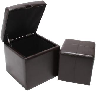 2er Set Hocker Sitzwürfel Sitzhocker Aufbewahrungsbox Onex, Leder + Kunstleder, 45x44x44cm MVG-zertifiziert ~ braun