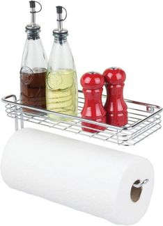 Küchenrollenhalter Wand chrom Papierrollenhalter Wandmontage Ablage mDesign