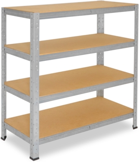 shelfplaza HOME 100x45x30 cm Schwerlastregal in grau-verzinkt mit 4 Böden und 175 kg Traglast pro Boden
