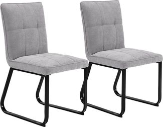 byLIVING Esszimmerstuhl 2er Set Talea / Webstoff in hellgrau / Gestell Metall in schwarz pulverbeschichtet / Esszimmerstuhl / Wohnzimmerstuhl / bis 120 kg / B 46, H 86, T 55 cm