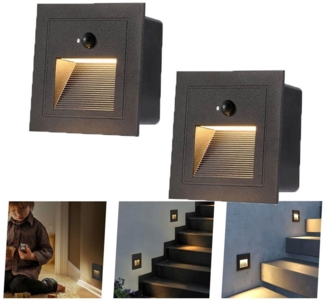 Jibenhome Außen-Wandleuchte LED Treppenlicht, IP65 Stufenleuchte mit Bewegungssensor, WarmWeiß, LED fest integriert, Wasserdicht, Dusk to Dawn - ideal für Treppen, Terrassen & Gärten