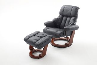 Relax-Sessel mit Hocker CALGARY, schwarz/walnussfarben