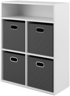 Bücherregal Weiß 72 x 90.2 cm mit 4 Faltboxen Vicco