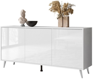 Lookway Kommode SANAYI III Anrichte in Weiß Hochglanz mit Beinen