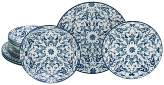 CreaTable Geschirr-Set 16478 (12-tlg), Steingut, Serie Fresco Blau, 12-teiliges Kombiservice aus Steingut