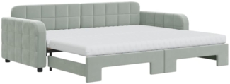 vidaXL Tagesbett Ausziehbar mit Matratzen Hellgrau 90x200 cm Samt 3196953