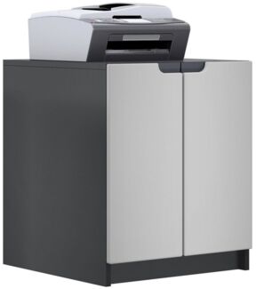 Druckerkommode Logan, Aktenschrank mit 2 Fächern und 2 Türen, Korpus in Schwarz matt, Fronten in Hellgrau seidenmatt, (51 x 60,5 x 54 cm)