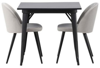 ebuy24 Essgruppe Tempe Essgruppe Tisch schwarz und 2 Velvet Stühle