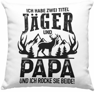 Trendation Dekokissen Trendation - Jäger und Papa Geschenk Kissen Vatertag Geschenkidee für