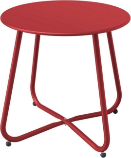LuxusKollektion Gartentisch Beistelltisch Kaffeetisch Rund Garten Outdoor Rot 45x45cm