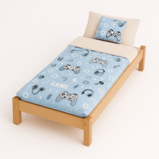 Babyhafen Deckenschlafsack mit Kissen und Tasche Kinderschlafsack für Vorschulkinder (Set, 3 tlg, für Kindergarten), 2 Wege Reißverschluss