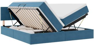 vidaXL Bett mit LED-Lichtleisten Dunkelblau 180 x 200 cm Samt 3371613