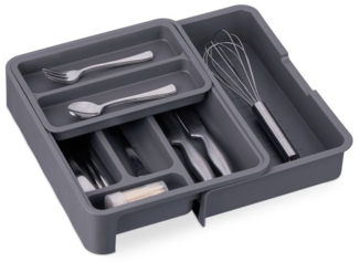 2x Ausziehbarer Besteckkasten Dunkelgrau 10052254