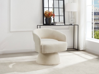 Vente-unique - Drehbarer Sessel - Chenille Stoff Beige - FEDOTE