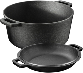 Navaris Bratpfanne Gusseisen Topf Bratentopf Pfannendeckel - 4,7l - 2in1 Dutch Oven, (1-tlg)