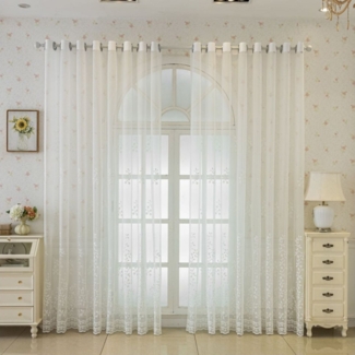 BYSURE Gardine NF13WH00132 (2 St), Ösen, transparent, Bestickter Vorhang mit Perlen