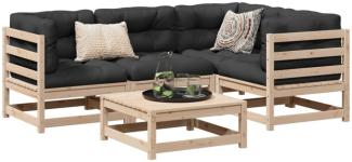 vidaXL 5-tlg. Garten-Sofagarnitur mit Kissen Massivholz Kiefer 3299423