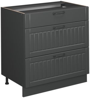 Vicco Küchenunterschrank Dunkelgrau 80 cm mit 3 Schubladen, ohne Arbeitsplatte, Fame-Line