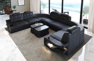 Sofa Dreams Wohnlandschaft Leder Couch Sofa Elena U Form Ledersofa, U-Form Ledersofa mit LED-Beleuchtung