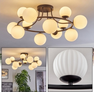 hofstein Deckenleuchte 12-flammige Deckenlampe aus Metall/Glas in Schwarz/Weiß, ohne Leuchtmittel, Leuchte im modernen Retro/Vintage-Design (Schirme Ø 12 cm, 10 cm), G9