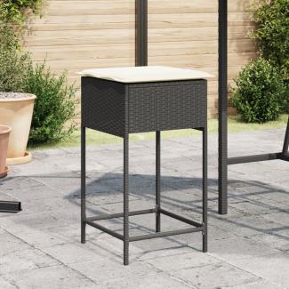 vidaXL Garten-Barhocker mit Kissen 2 Stk. Schwarz Poly Rattan 368317