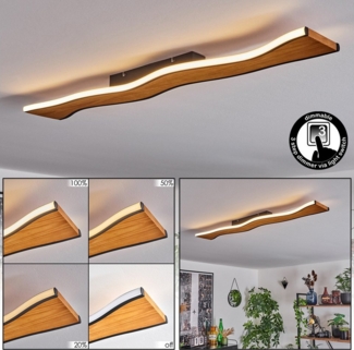 hofstein Deckenleuchte dimmbare Deckenlampe aus Metall/Holz/Kunststoff in Schwarz/Natur/Weiß, LED wechselbar, 3000 Kelvin, Leuchte 40 Watt, 2100 Lumen, dimmbar über Lichtschalter