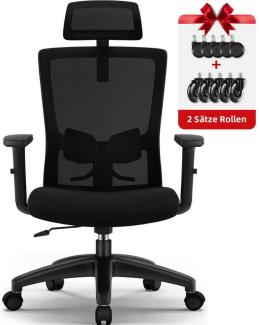 Hiazurm Bürostuhl Bürostuhl, Ergonomischer Schreibtischstuhl, Drehstuhl, Chefsessel (Wippfunktion 90°-135°,Verstellbare Armlehne,leise Rolle,Bis 155 kg belastbar, Atmungsaktiv,Sitzhöhe Einstellung),Verlängerte und Verbreiterte Rückenlehne