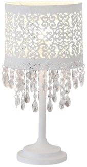 Grafelstein Tischleuchte Tischlampe MARRAKECH weiß Metall mit orientalischem Muster Kristallen