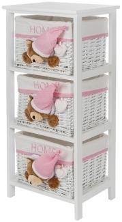 Kommode Sleepy Bear 3 Körbe MDF Weiß&Pink