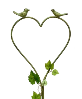 DanDiBo Rankhilfe Herz Grün mit Vögel 96018 Kletterhilfe aus Metall 104 cm Bodenstecker Stecker Rankgitter