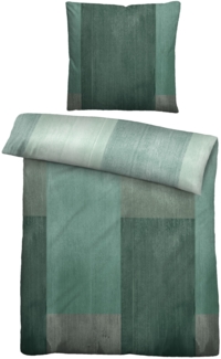 biberna Feinbiber-Bettwäsche 0006727 FARBVERLAUF BALKEN, aqua, 1x 155x200 cm + 1x 80x80 cm