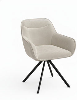 skølm 'Thokk' Esszimmerstühle, 2er Set, hellbraun, gepolsterter Leinenbezug, höhenverstellbar & drehbar, bis 150 kg belastbar